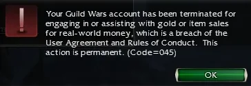 Account ban notification